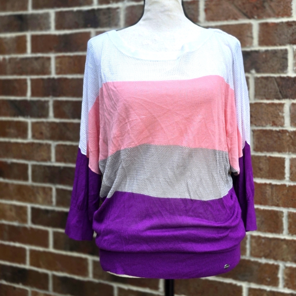 Guess Women's Colorblock Top - Pink, Gray, and Purple
